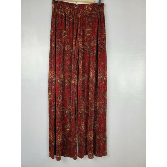 THE Limited Pants Red BOHO Wide Leg Pull On Casual - Picture 2 of 11